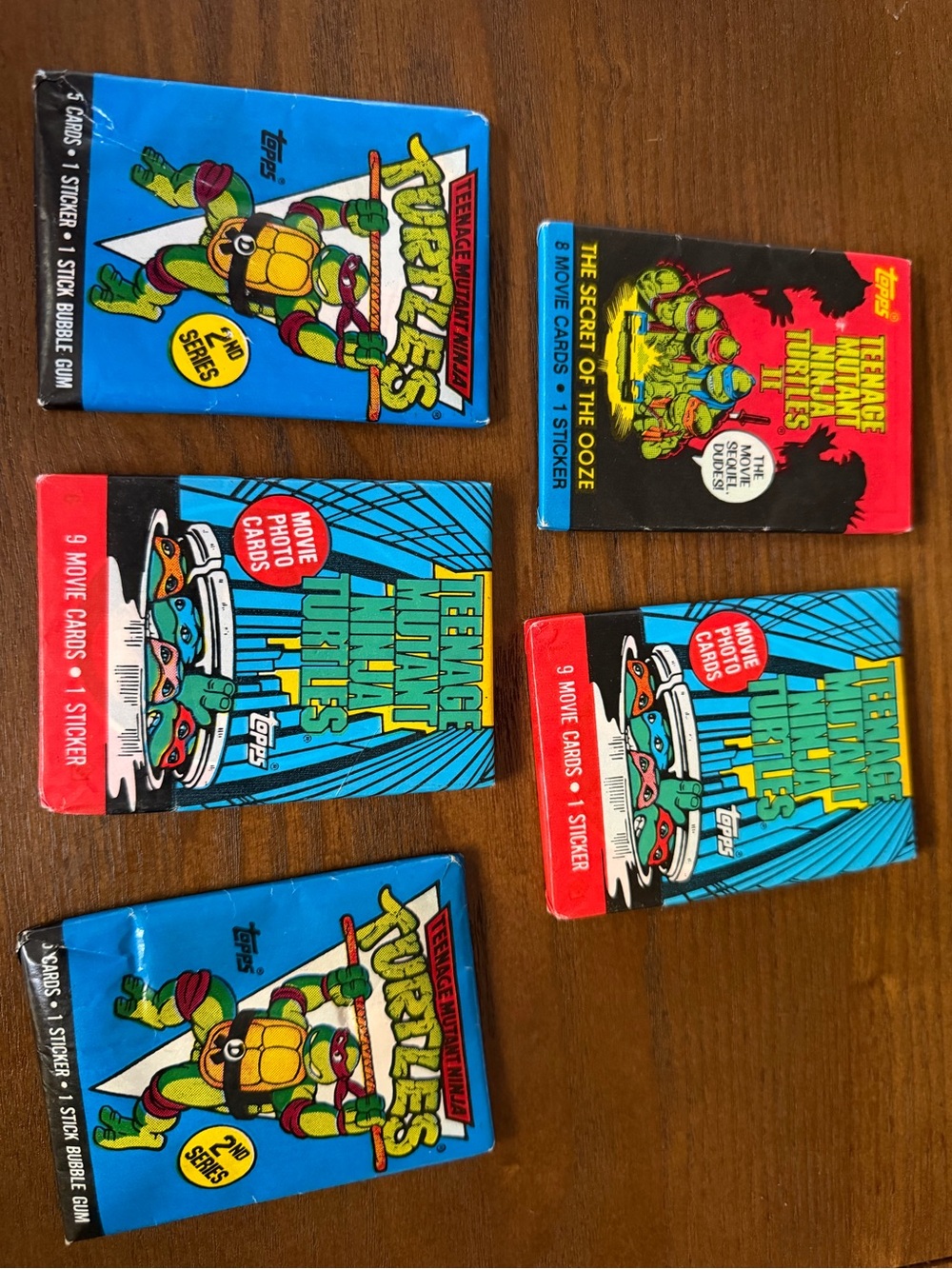 Vintage 1990 Topps Teenage Mutant Ninja Turtles Movie Photo Cards - 5 Packs
